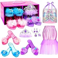Princess Dress Up Shoes Set, Dress Up Toys Jewelry Boutique Set, Princess Dress Up Clothes with Mermaid Unicorn Ice Princess Shoes, Gifts for Girls 3 4 5 6 Year Old