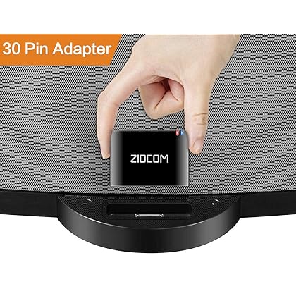 ZIOCOM 30 Pin Bluetooth Adapter Receiver for Bose iPod iPhone SoundDock and Other 30 pin Dock Speakers with 3.5mm Aux Cable(Not for Car and Motorcycles), Black
