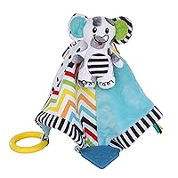 Sassy Baby Eli Elephant Black, White, and Multi-Colored Super Soft Security Baby Blanket with Teether
