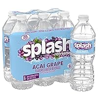Splash Refresher Acai Grape Flavored Water, 16.9 Fl Oz, Plastic Bottle Pack of 6