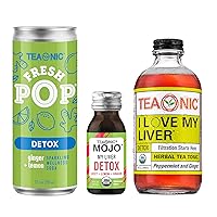 TEAONIC Liver Love Detox Bundle, Pack of 36 Detox Wellness Drinks - I Love My Liver, My Liver Mojo, and Fresh Pop Detox Wellness Soda, 1 Case Each