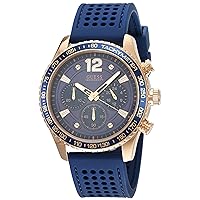 Men's Quartz Analog Watch with Silicone Strap W0971G3, Blue, 44MM, Strip