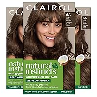 Natural Instincts Demi-Permanent Hair Dye, 6A Light Cool Brown Hair Color, Pack of 3