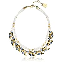 Ben-Amun Jewelry Row Moon Bead with Gold Leaf Links Strand Necklace, 15
