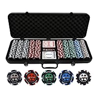 500 13.5g Pro Poker Clay Poker Chip Set - Casino Quality Clay Poker Chips with Denomination Numbers for Texas Holdem - New Upgraded Poker Chip Case
