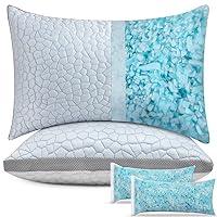 Shredded Memory Foam Pillows King Size Set of 2, Cooling Support Breathable Adjustable Loft Bed Firm or Soft Pillows for Side, Back and Stomach Sleepers,Pillow & Extra Fill, 20x36''