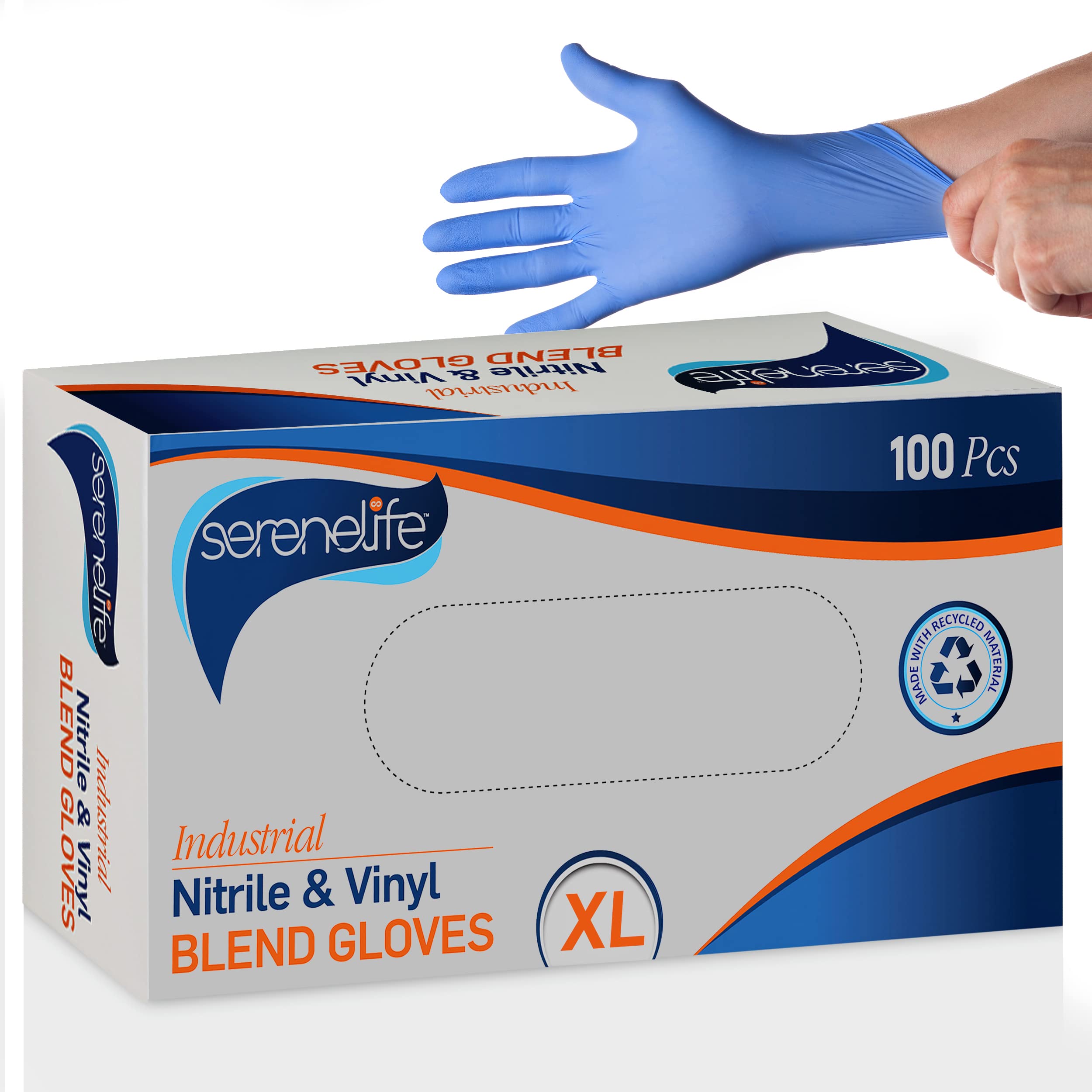 100 Pcs Nitrile Disposable Gloves - Soft Industrial Gloves, Vinyl Gloves Powder-Free, Latex-Free Protective Gloves, Soft and Comfortable, Size Large, 100 Count