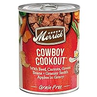 Merrick Grain Free Wet Dog Food, Premium And Wholesome Gluten Free Canned Adult Dog Food, Cowboy Cookout - (Pack of 12) 12.7 oz. Cans