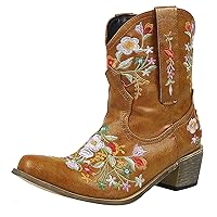 Cowboy Boots For Women Cowgirls Boots Embroidered Retro Shoes Ankle Boots