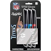 BIC BodyMark, Temporary Tattoo Marker, NFL Series, Tennessee Titans, Skin Safe, Brush Tip, Assorted Colors, 3-Pack with Stencils