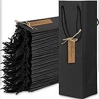 50 Pack of Wine & Bottle Bags, Bottle Bags for Gifts comes with a rope and tag for that special person, Black Wine Gifts made of Strong Kraft Paper, Bottle Bags for Wine, Wine Bag, Wine Gift Bag