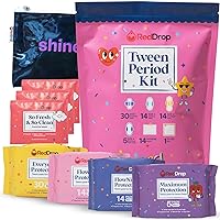 RedDrop Period Kit for Tweens - First Period Kit for Girls 9-12 - Includes 30 Everyday Pads, 14 FlowDay Teen Pads, 14 FlowNight Pads, 10 Maximum Pads, 14 Feminine Wipes, & More - Teen Period Kit
