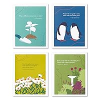 Positively Green 4-Pack of Thank You Cards – Thanks for Being You (Four Different Designs, One Card Each, with Envelopes)