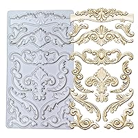 Baroque Curlicues Scroll Lace Border Relief Flower Lace Filigree Sculpted Decoration Fondant,Sugar Craft,Cake Decorating,Molds, Epoxy Resin Silicone,Baking DIY,Craft,Soap,Polymer Clay