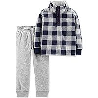 Carter's Infant Boys Plaid Fleece Sweatshirt 2 Piece Set Size 3 M Blue/Grey