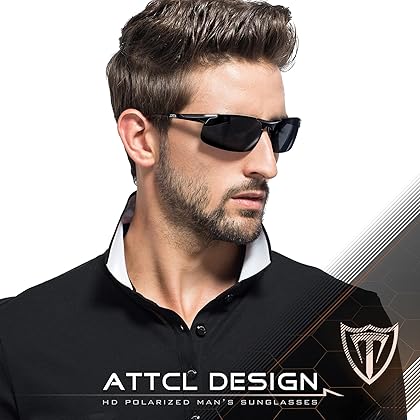 ATTCL Men's Fashion Driving Polarized Sunglasses for Men - Al-Mg metal Ultralight Frame