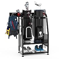 Ultrawall Golf Bag Storage Rack for Garage, Golf Equipment Organizer for Golf Bags and Accessories, Golf Bag Stand with Leveling Feet, Wall Mounted Golf Storage, Black