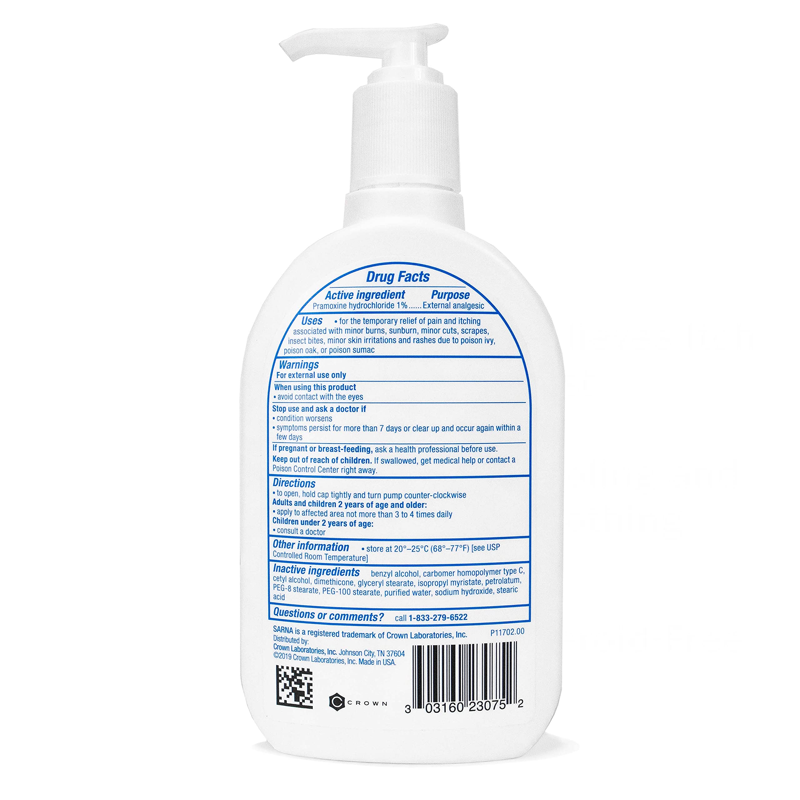 Sarna Sensitive Steroid-Free Anti-Itch Lotion for Dry Irritated Skin, Fragrance free - 7.5 Fl Oz