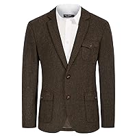 Men Casual Tweed Blazer Jacket Vintage Plain Wool Blend Sport Jacket for Hunting