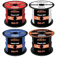 12 Gauge Automotive Primary Wire (Various Color/Size Options) Durable Remote Power Ground Electrical Wiring for Automotive Speaker Lighting Circuits (100 Feet, 4 Rolls)