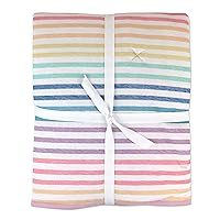 HonestBaby Clothing Infant Organic Cotton Reversible Baby Blanket, Rainbow Stripe, One Size
