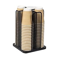 Mind Reader Carousel 4 Compartment Cup and Lid Organizer, Black Mesh