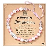 HGDEER 1-8 year old Birthday Gifts for Girl, Adjustable Pink White Pearl Bracelet for Daughter Niece Granddaughter Girls