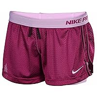 Nike Women's Dri-Fit Double Up 2 In 1 Compression Training Shorts-Purple/Lavender-Small