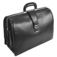 Italian Leather Doctors Briefcase Business Professionals Gladstone Bag Black Djoser
