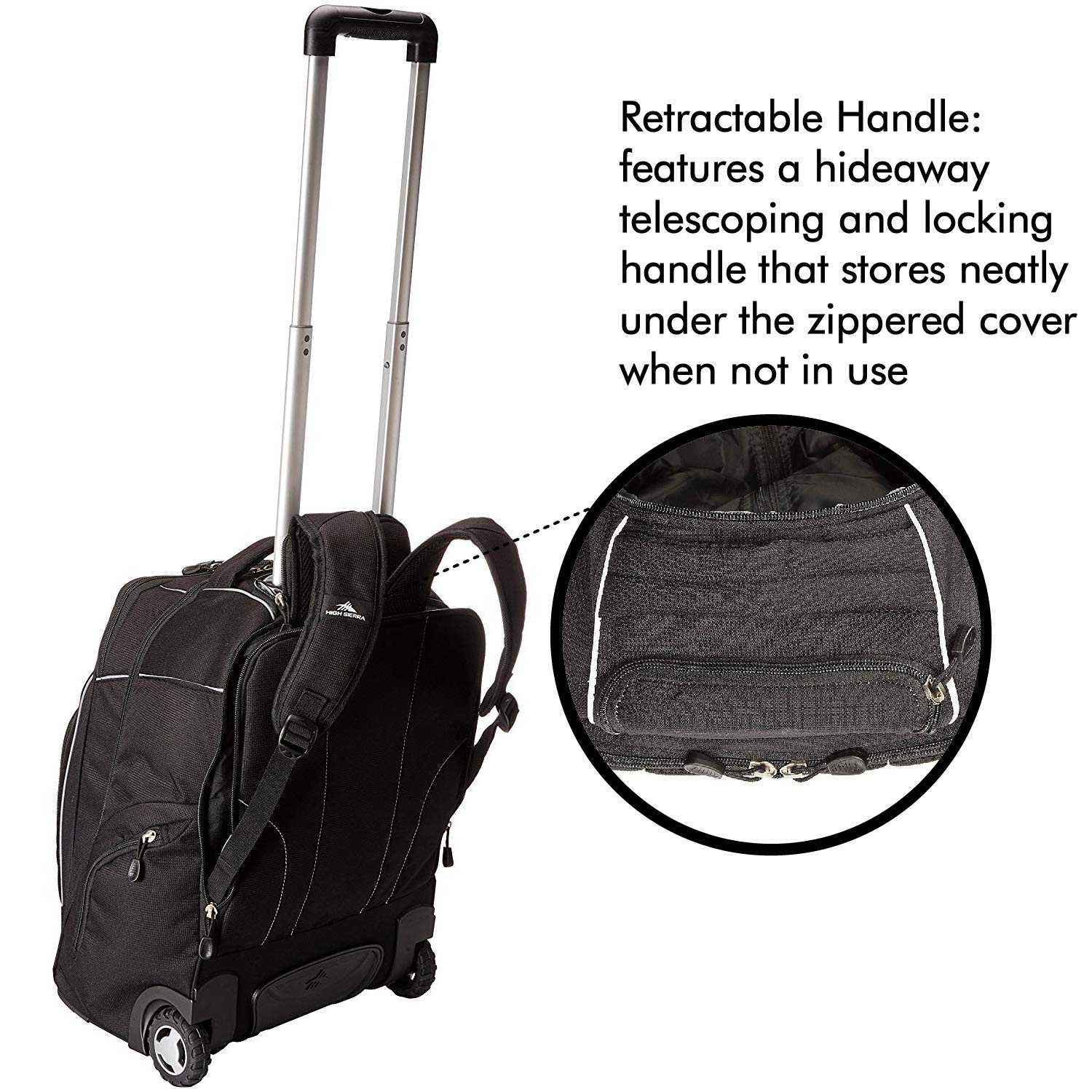 High Sierra Powerglide Wheeled Backpack, Black, One Size