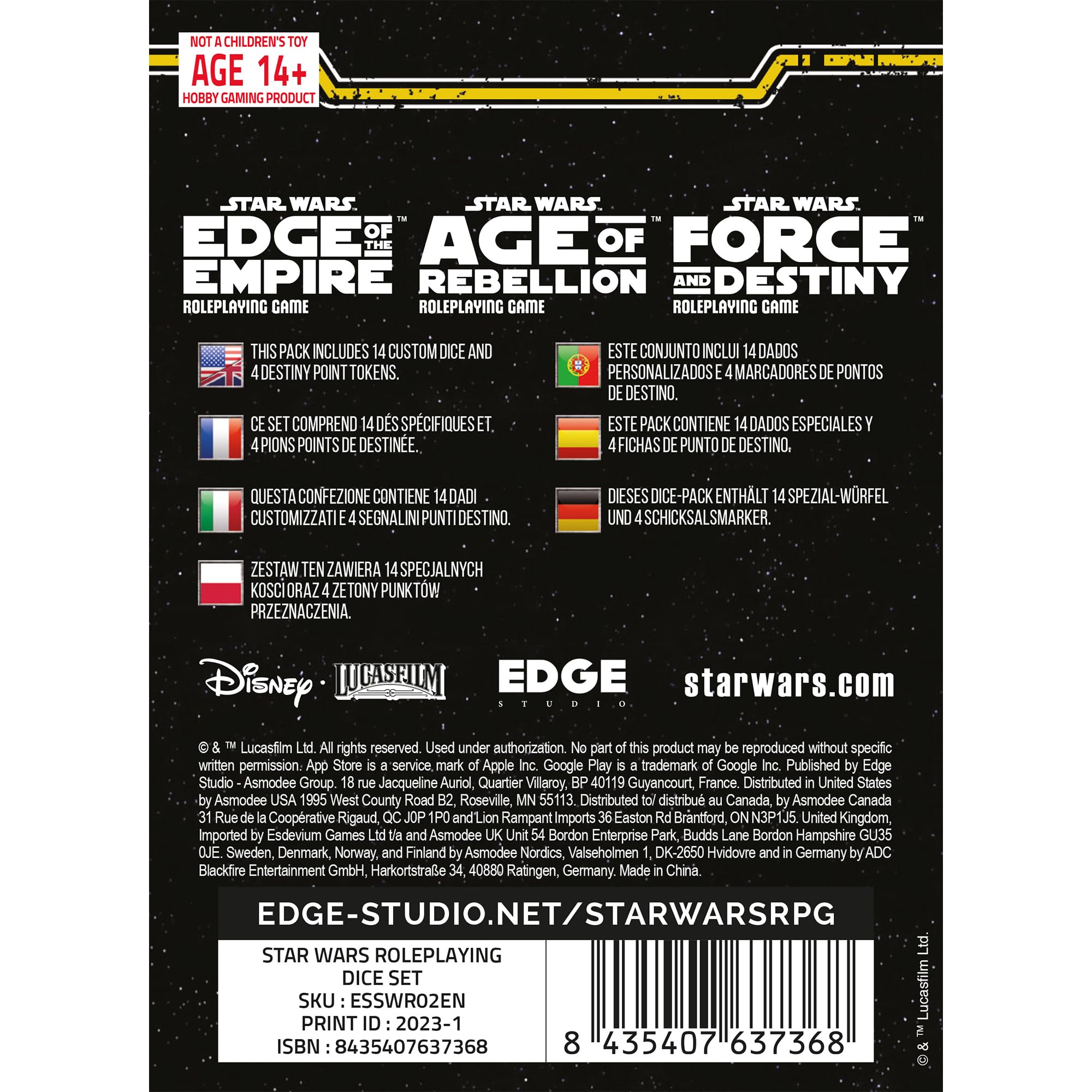 Star Wars Roleplaying Dice - Enhance Your Gameplay and Advance The Star Wars Narrative! Official Accessory for The Star Wars Roleplaying Game, Made by EDGE Studio