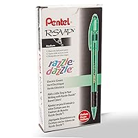 Pentel R.S.V.P. Razzle-Dazzle Ballpoint Pen, Medium Line, Green Barrel, Black Ink, Box of 12 (BK91RDD-A)