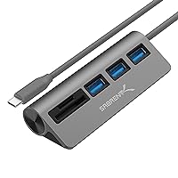 USB-C 3.0 Hub, 5-in-1 USB SD Card Reader, SD & TF Dual Slot + 3 USB 3.0 Hub Portable Compatible with MacBook, Mac Pro/Mini, iMac, XPS, Surface Pro, Windows, Thunderbolt (HB-U3CR)