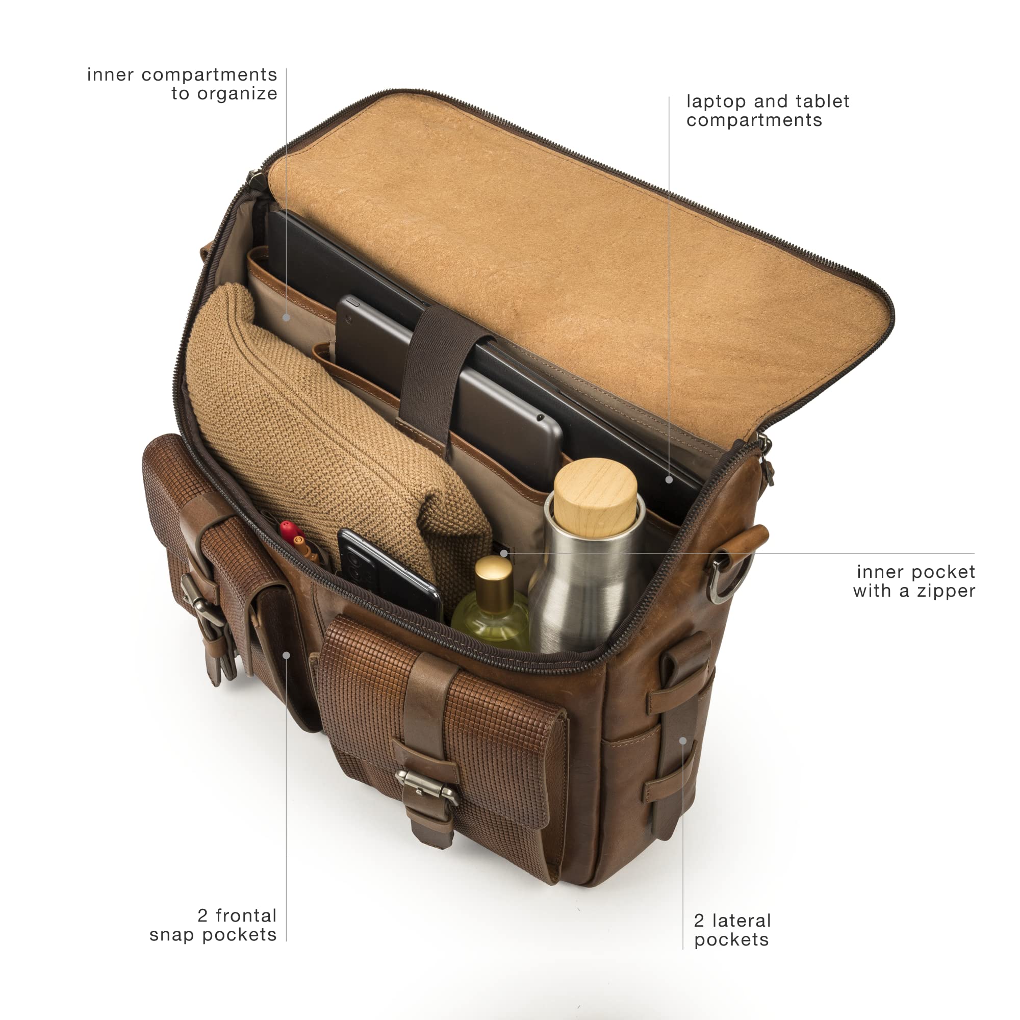 VELEZ 9 Brown Mens Business Casual Sneakers + Full Grain Leather Messenger Bag for Men Business Travel Briefcase Computer Laptop Bag
