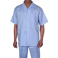 100% Linen Walking Set (Shirt Sleeve Shirt and Long Pant). 5 Colors