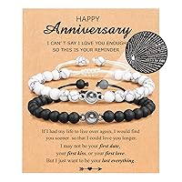 UNGENT THEM I Love You 100 Languages Bracelets Couples Gifts To My Men, Boyfriend, Girlfriend, Husband, My Love, Soulmate, Fiance - Anniversary Valentines Day Birthday Christmas Gift for Him and Her