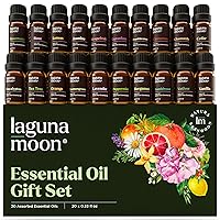 Essential Oils Set - Top 20 Gift Set Oils for Diffusers, Humidifiers, Massages, Aromatherapy, Candle Making, Skin & Hair Care - Peppermint, Tea Tree, Lavender, Eucalyptus, Lemongrass (10mL)