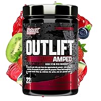OUTLIFT Amped Max Dosed Pre Workout Powder, 6G Citrulline, 3.2G Beta Alanine, Alpha GPC, CognatiQ, Extreme Energy, Massive Pumps, Strength, Electrolytes, Nootropics, Sucker Punch, 22 Serv
