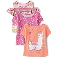 The Children's Place Baby Toddler Girls Print Cold Shoulder 3 Pack, Hearts, 12-18 Months
