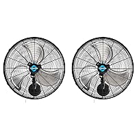 Tornado 2 Pack 16 Inch Pro Series Oscillating Wall Mount Fan -High Velocity Heavy Duty Metal Wall Mount Fan for Industrial, Commercial, Residential, and Greenhouse Use - UL Safety Listed