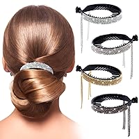 4 Colors Tassel Ponytail Hair Clips for Women, Rhinestone Hair Styling Claws for Buns Hair Holder, Large Glittering Hair Pins Accessories for Girls