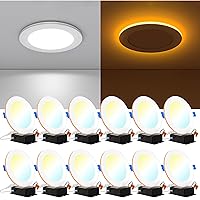 Sunco Lighting 12 Pack 6 Inch Ultra Thin LED Recessed Ceiling Lights with Night Light, 1500 LM, Selectable CCT 2700K/3000K/4000K/5000K/6000K, Dimmable, 15W, Canless with Junction Box - ES