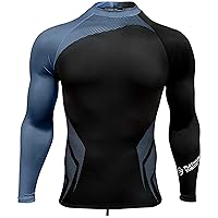 UPF 50+ Rash Guard for Men Long Sleeve Swim Surf Shirt - Tight Fit UV Rashguard