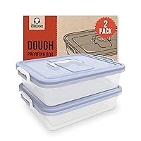 Chef Pomodoro Large Pizza Dough Proofing Box Kit 2-Pack, 17 x 13-Inch, Pizza Dough Container, Fits 6-8 Dough Balls, 2 Trays and 2 Covers, Household Pizza Dough Tray With Convenient Carry Handle (Blue)