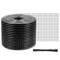 VEVOR 8inch Critter Guard for Solar Panels, PVC Coated Mesh Roll Kit Ties for Pigeon Deterrent, Bird, Squirrel Proof, Black, 8in x 98ft with 50pcs Tie Wires