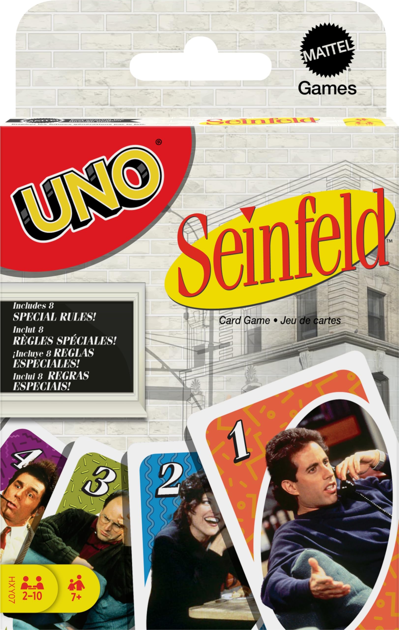 Mattel Games UNO Seinfeld Card Game for Kids, Adults & Family with Deck & Special Rule Inspired by the TV Show