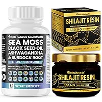 Sea Moss 3500mg Black Seed Oil 3000mg Ashwagandha 1500mg Turmeric 1000mg Vitamin C Vitamin D3 & Shilajit Resin Pure Himalayan Organic Bundle