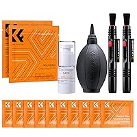 K&F Concept Camera Lens Cleaning Kit - 15ml Sensor Cleaner, Lens Pen Brush, Air Blower, Microfiber Cleaning Cloths & Lens Wipes for DSLR & Mirrorless Cameras and Sensitive Electronics