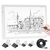 Comzler Tracing Light Board, A4 White Dimmable Brightness LED Light Table, Light Drawing Board for Tracing, Sketch Light Pad for Artists, Animation, Sketching, Stenciling