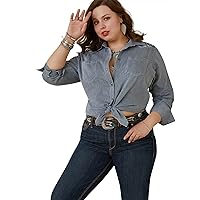 Ariat Female REAL Billie Jean Shirt Cassidy Embroidered Chambray X-Large